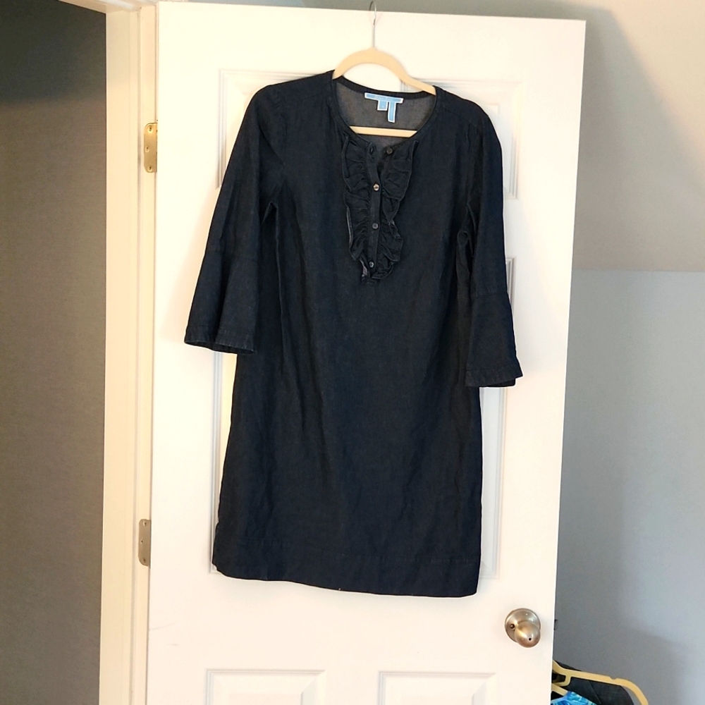 Draper James Denim Ruffle Dress with Bell Sleeve Size 6